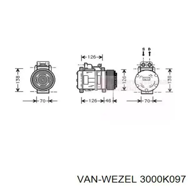 Компрессор кондиционера 3000K097 VAN Wezel