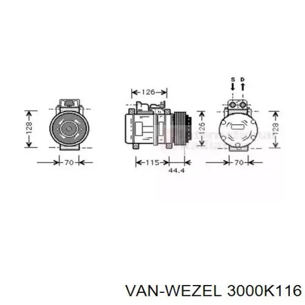 Компрессор кондиционера 3000K116 VAN Wezel