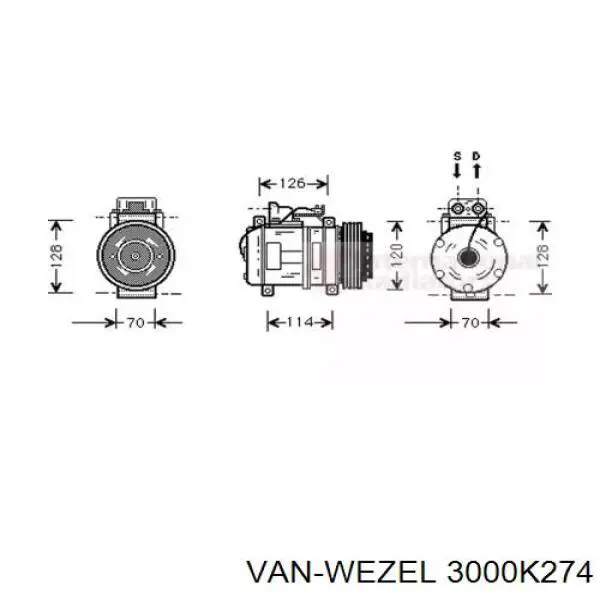 Компрессор кондиционера 3000K274 VAN Wezel