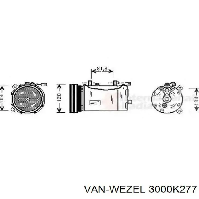 Компрессор системы кондиционирования VAN Wezel 3000K277 цена, от 89.97 USD
