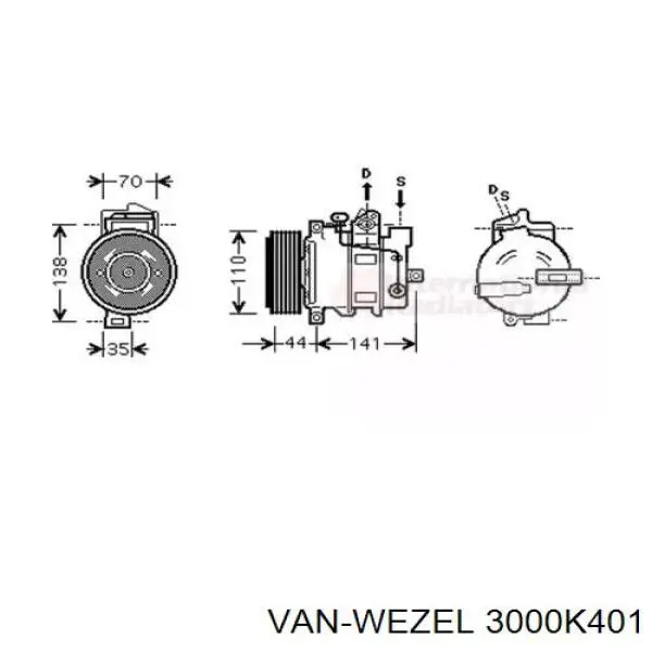 Компрессор кондиционера 3000K401 VAN Wezel