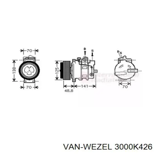 Компрессор кондиционера 3000K426 VAN Wezel