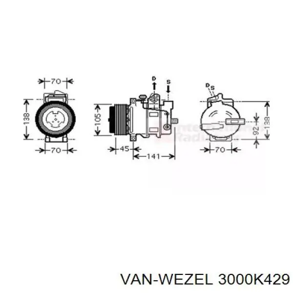 Компрессор кондиционера 3000K429 VAN Wezel