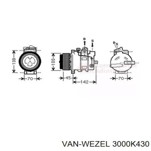 Компрессор кондиционера 3000K430 VAN Wezel