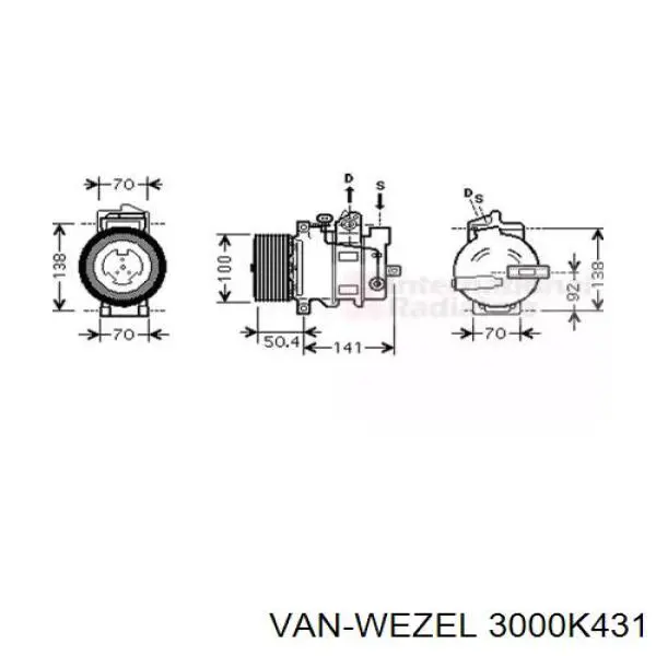 Компрессор кондиционера 3000K431 VAN Wezel