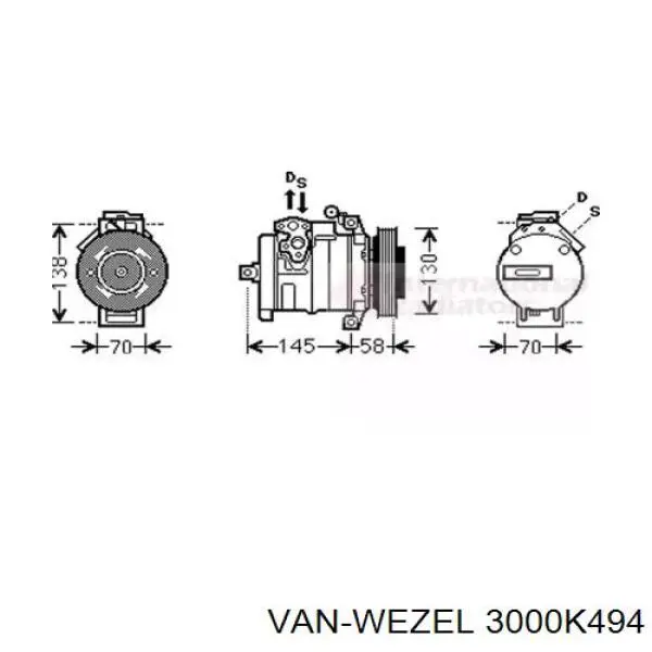 Компрессор кондиционера 3000K494 VAN Wezel