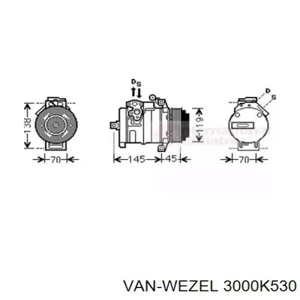 Компрессор кондиционера 3000K530 VAN Wezel