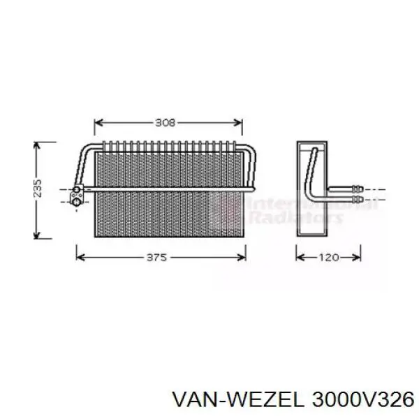 Испаритель кондиционера 3000V326 VAN Wezel