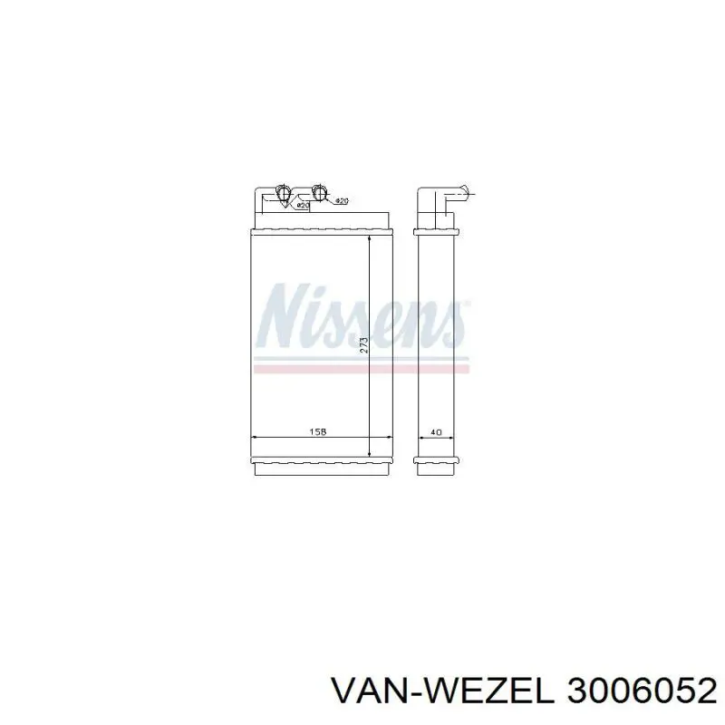 Радиатор печки (отопителя) VAN Wezel 3006052 цена, от 14.92 USD