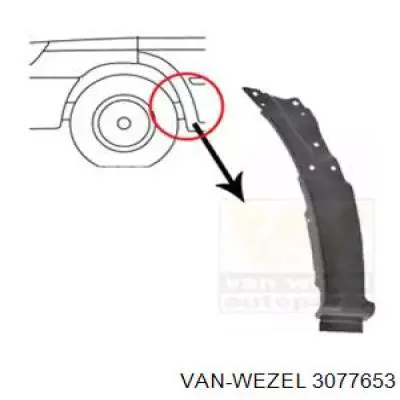 Ремонтная часть крыла переднего левого 3077653 VAN Wezel