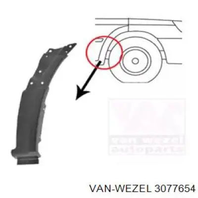 3077654 VAN Wezel arco do pára-lama dianteiro direito