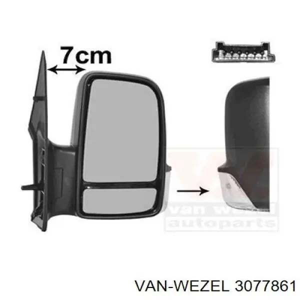 Зеркальный элемент зеркала заднего вида левого 3077861 VAN Wezel