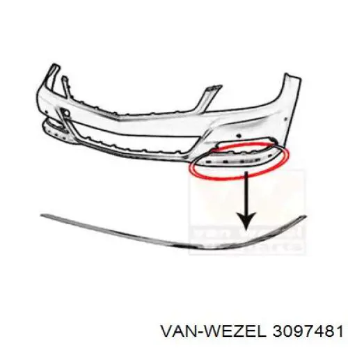 3097481 VAN Wezel moldura direita do pára-choque dianteiro