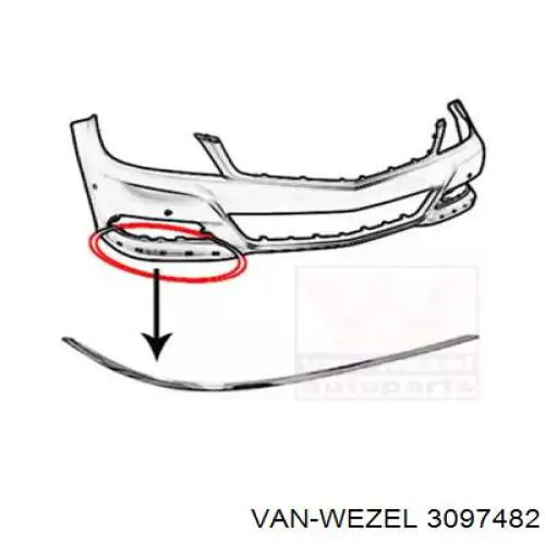 3097482 VAN Wezel moldura esquerda do pára-choque dianteiro