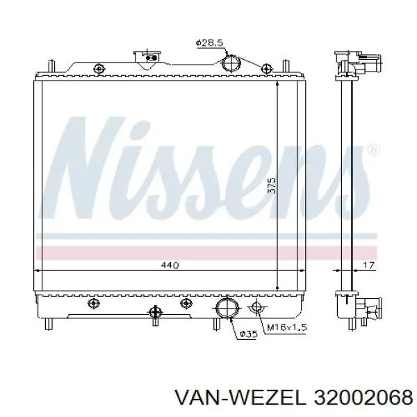 Радиатор 32002068 VAN Wezel