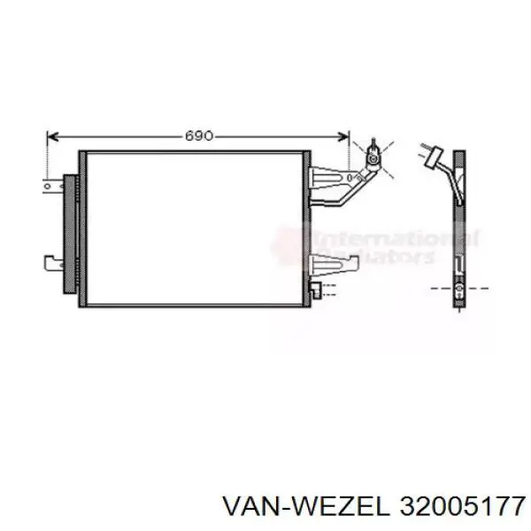 Радиатор кондиционера 32005177 VAN Wezel