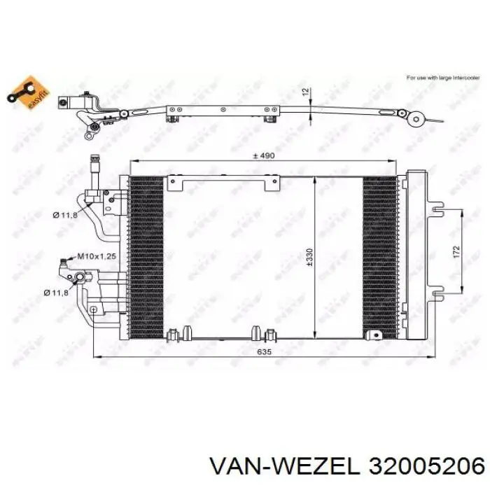 Купить 32005206 VAN Wezel Радиатор системы охлаждения кондиционера