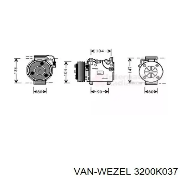 Компрессор кондиционера 3200K037 VAN Wezel