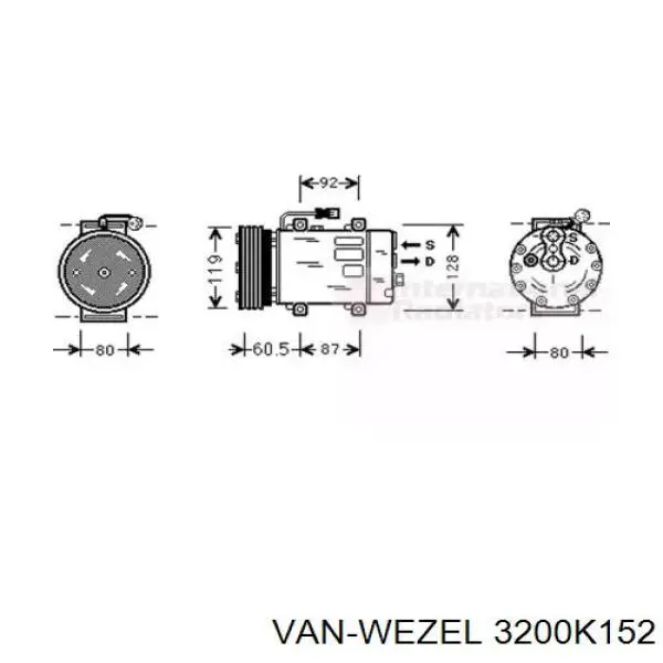 Компрессор кондиционера 3200K152 VAN Wezel