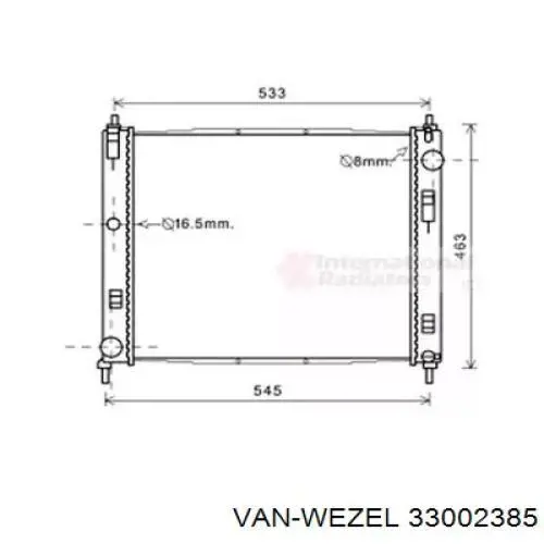 33002385 VAN Wezel radiador de esfriamento de motor