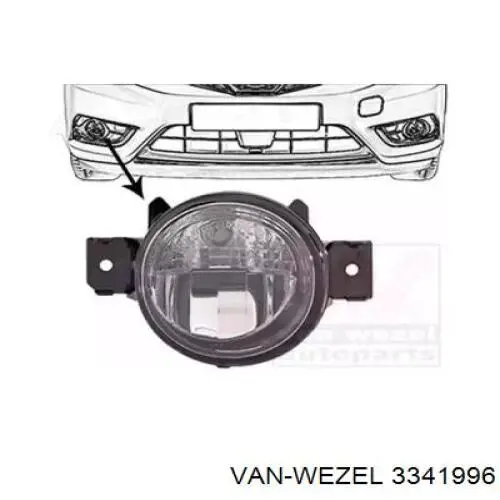 Фара противотуманная правая 3341996 VAN Wezel