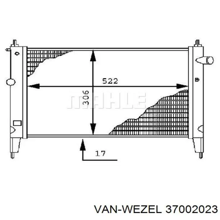 Радиатор охлаждения двигателя VAN Wezel 37002023 цена, от 36.21 USD