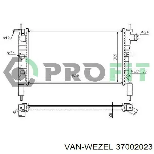 Купить 37002023 VAN Wezel Радиатор водяной