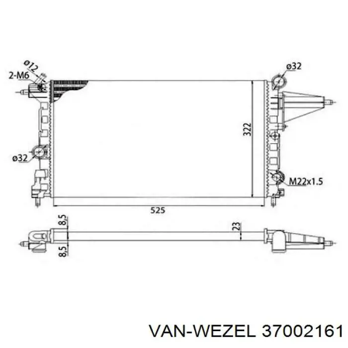 Купить 37002161 VAN Wezel Радиатор водяной