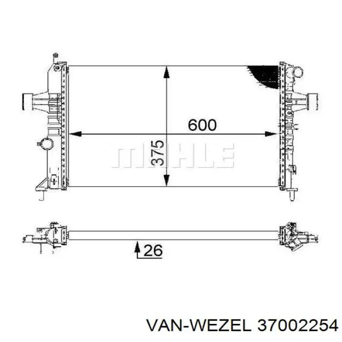 Радиатор охлаждения двигателя VAN Wezel 37002254 цена, от 58.54 USD