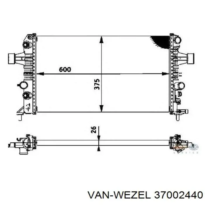 Радиатор охлаждения двигателя VAN Wezel 37002440 цена, от 76.38 USD