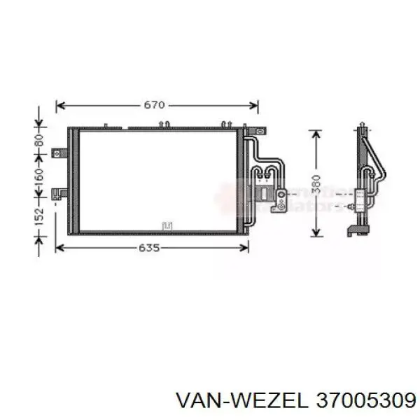 Радиатор кондиционера 37005309 VAN Wezel