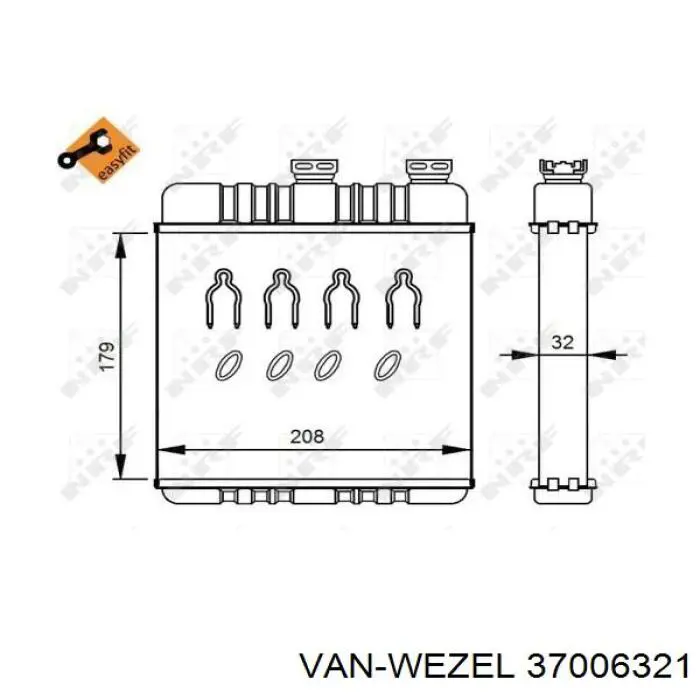 Купить 37006321 VAN Wezel Радиатор печки
