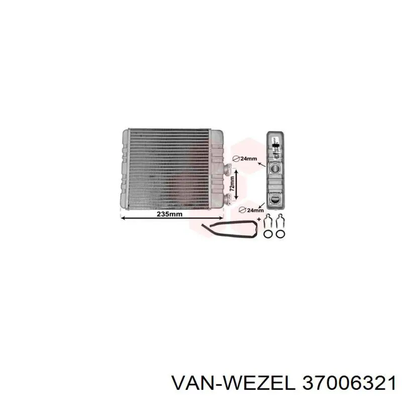 Радиатор печки (отопителя) VAN WEZEL 37006321