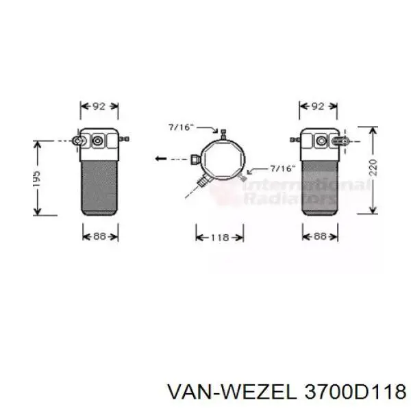 Осушитель кондиционера 3700D118 VAN Wezel