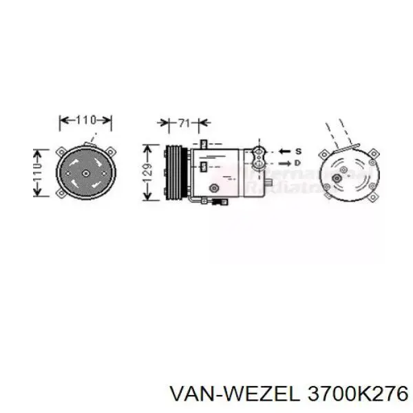 Компрессор кондиционера 3700K276 VAN Wezel