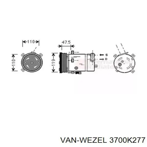 Компрессор кондиционера 3700K277 VAN Wezel