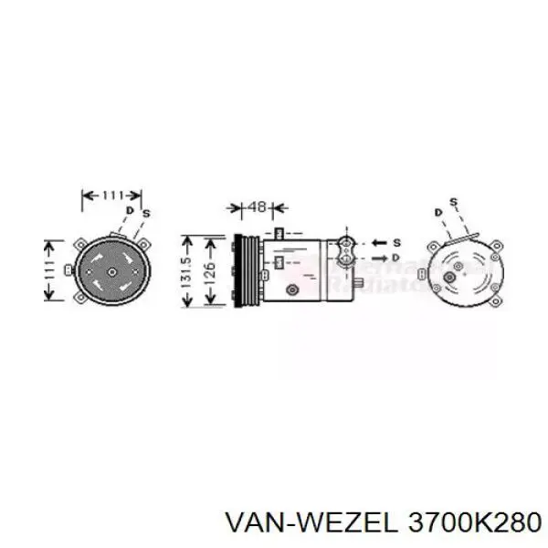 Компрессор кондиционера 3700K280 VAN Wezel