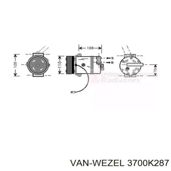 Компрессор кондиционера 3700K287 VAN Wezel