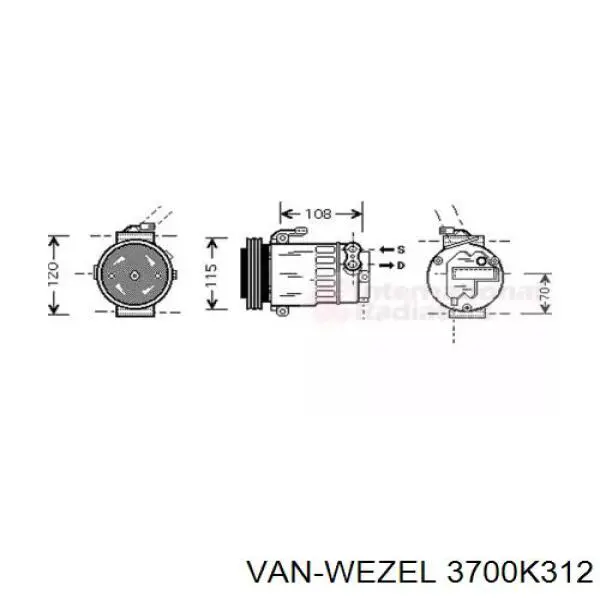 Компрессор кондиционера 3700K312 VAN Wezel