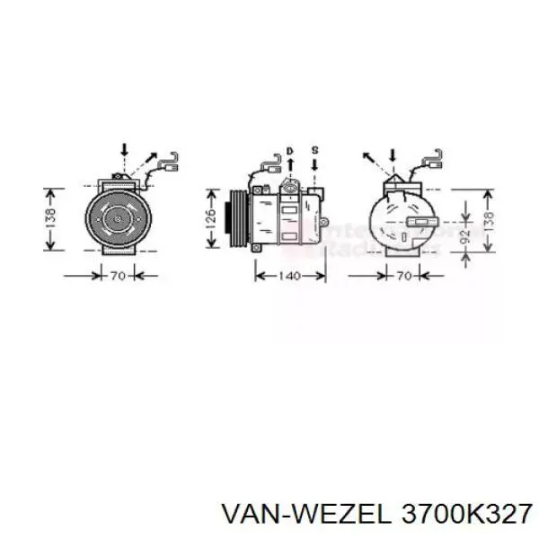 Компрессор кондиционера 3700K327 VAN Wezel