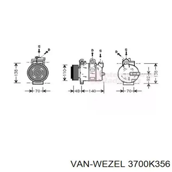 Компрессор кондиционера 3700K356 VAN Wezel