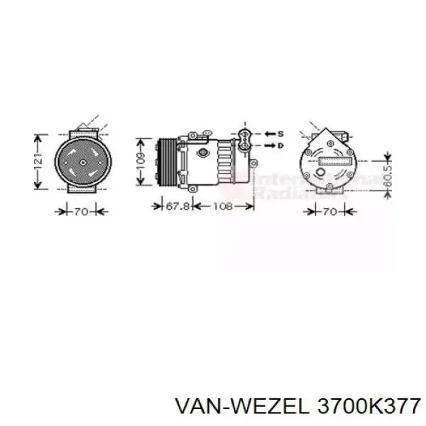 Компрессор кондиционера 3700K377 VAN Wezel