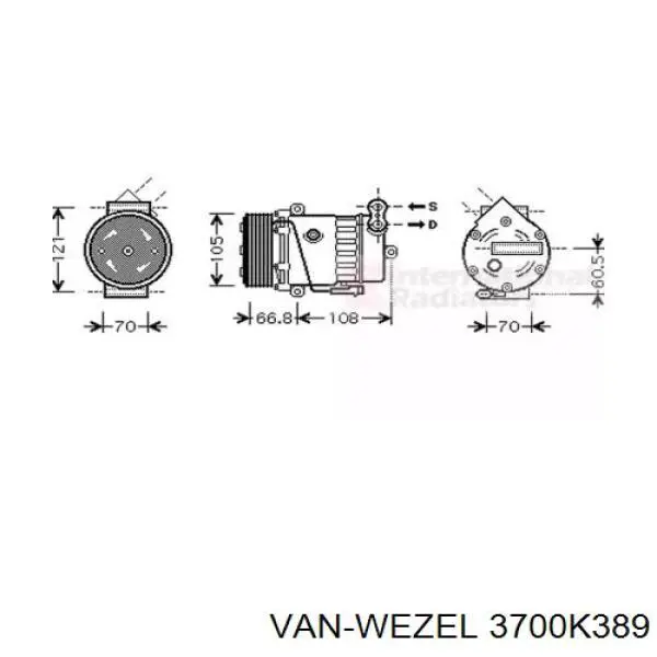 Компрессор кондиционера 3700K389 VAN Wezel