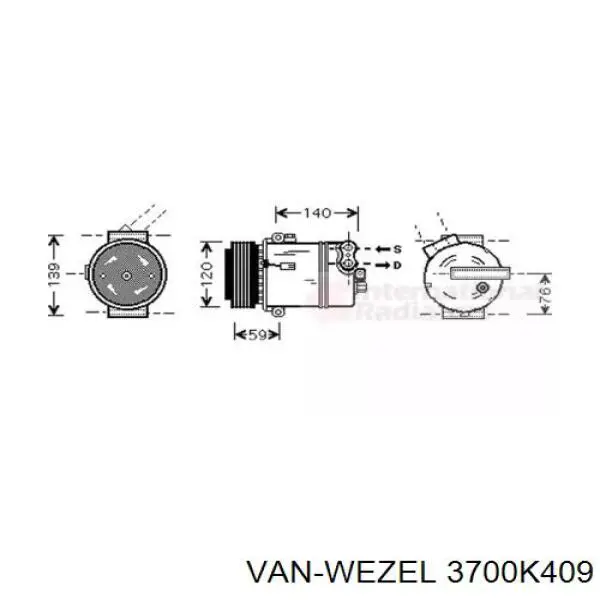 Компрессор кондиционера 3700K409 VAN Wezel