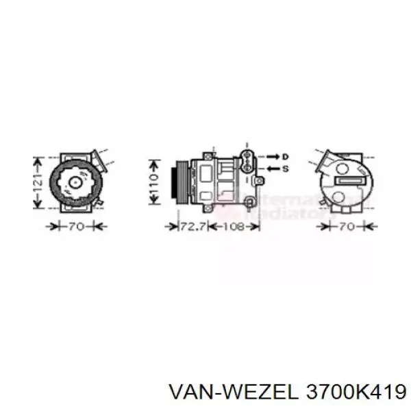 Компрессор кондиционера 3700K419 VAN Wezel