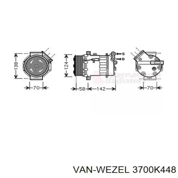 Компрессор кондиционера 3700K448 VAN Wezel