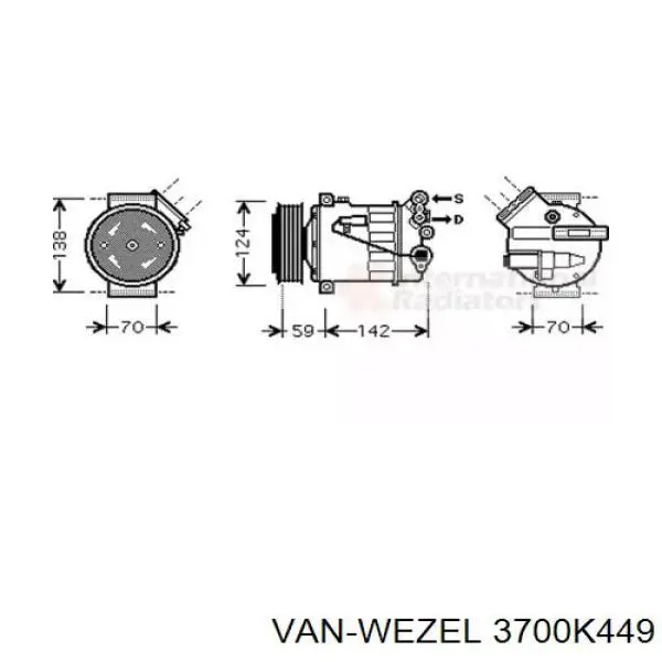 Компрессор кондиционера 3700K449 VAN Wezel