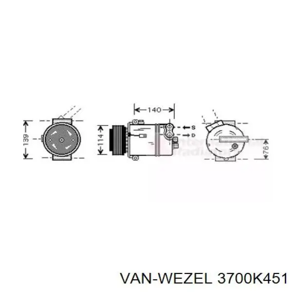 Компрессор кондиционера 3700K451 VAN Wezel