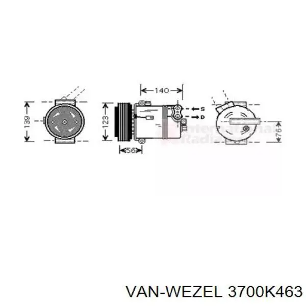 Компрессор кондиционера 3700K463 VAN Wezel