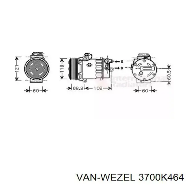 Компрессор кондиционера 3700K464 VAN Wezel